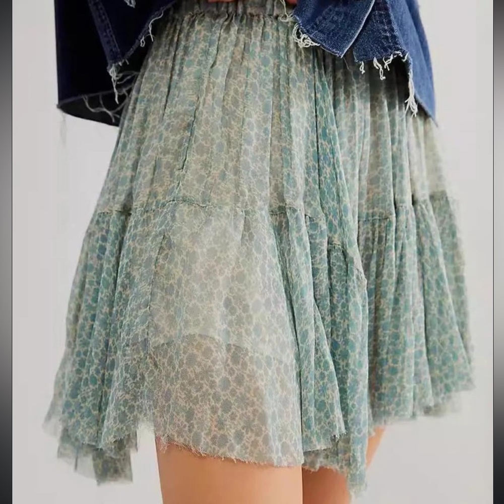 Free People Blue Floral Skirt